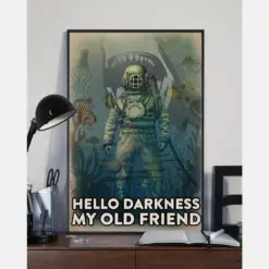 Scuba Diving Poster Hello Darkness My Old Friend Vintage Room Home Decor Wall Art Gifts Idea