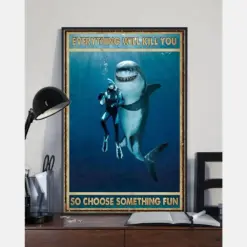 Scuba Diving Shark Canvas Prints Everything Will Kill You Vintage Wall Art Gifts Home Wall Decor Canvas