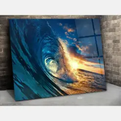 Sea Wave Glass Wall Art Ocean Wall Art Durable Glass Panel Glass Printing Decor Tempered Glass Art Glass Wall Decor Large Wall Art