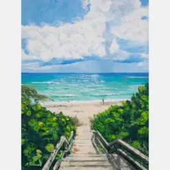 Seascape Oil Painting Tropical Beach Artwork Ocean Scene Art Original Oil Painting By Maria