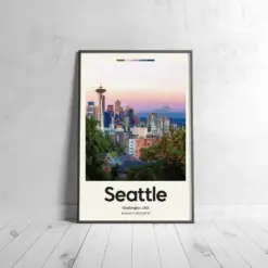 Seattle Poster - Oil Painting Technique | United States Wall Art | & Printed Travel Prints | Animalistic Home Decor