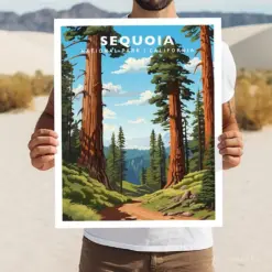 Sequoia National Park California Travel Print Gift Hiking Wall Art Home Decor Poster