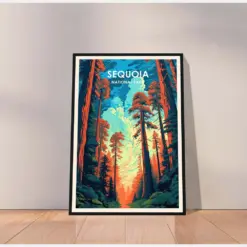 Sequoia National Park Poster Sequoia Poster Sequoia Print Travel Posters Travel Gifts Illustration Art Us National Park Wall Decor