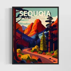 Sequoia National Park Retro Art Print Sequoia National Park Illustration Sequoia National Park Vintage Minimal Design Poster