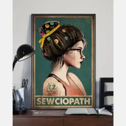 Sewciopath Sewing Tattoo Girl Canvas Prints Vintage Wall Art Gifts Vintage Home Wall Decor Canvas