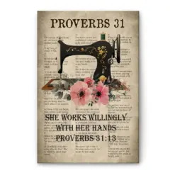 Sewing Poster & Canvas, She Works Willingly With Her Hands Wall Art, Home Decor, Mother's Day, Birthday Gift For Women, Mom, Grandma