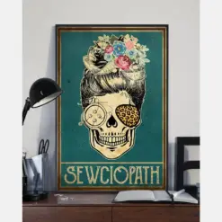 Sewing Sewciopath Skull Canvas Prints Vintage Wall Art Gifts Vintage Home Wall Decor Canvas