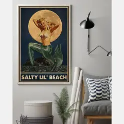 Sexy Mermaid Pinup Girl Salty Lil' Beach Poster Vintage Room Home Decor Wall Art Gifts Idea