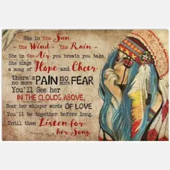 She In Sun Wind Rain Air Sings Hope Cheer No Pain No Fear Tribal Girl Vintage