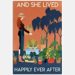 She Lived Happily Ever After Girl Gardening Plant And Flower Vintage