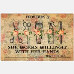 She Work Willingly With Her Hand Proverbs Vintage Hairdresser