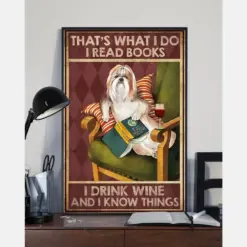 Shih Tzu Canvas Prints That'S What I Do I Read Book I Drink Wine Vintage Wall Art Gifts Vintage Home Wall Decor Canvas