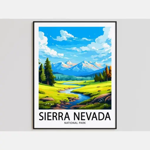 Sierra Nevada Travel Poster Sierra Nevada Print National Park Art Print Sierra Nevada Gift Sierra Nevada Wall Art Sierra Nevada Artwork