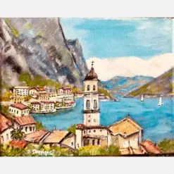 Simone Sul Garda Original Landscape Italy Canvas Contemporary Lake Mountains By Teresa Dominic