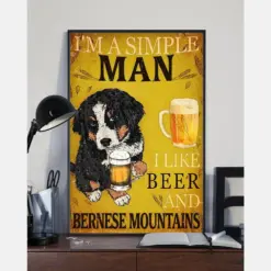 Simple Man Like Beer And Bernese Mountain Canvas Prints Vintage Wall Art Gifts Vintage Home Wall Decor Canvas