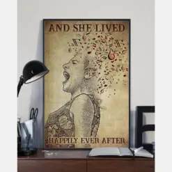 Singer Music Loves Canvas Prints And She Lived Happily Ever After Vintage Wall Art Gifts Vintage Home Wall Decor Canvas