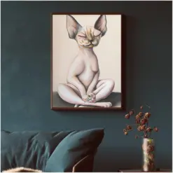 Sitting Pretty Kitty Cat Meditating Yoga Sphinx Matte Poster Wall Art Gift Idea Cat Lover | Funny Cat Print No Frame By