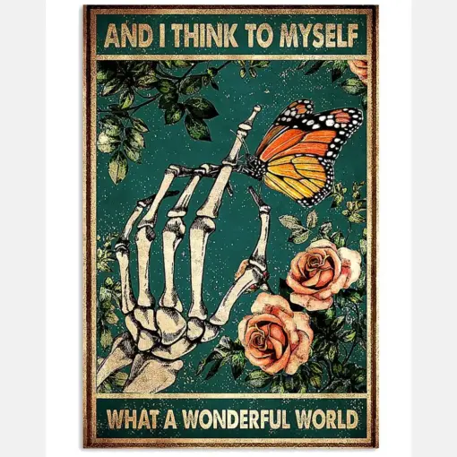 Skeleton Butterfly Canvas Prints And I Think To Myself What A Wonderful World Vintage Wall Art Gifts Vintage Home Wall Decor Canvas