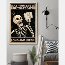 Skeleton Canvas Prints May Your Life Be Like Toilet Paper Long And Useful Vintage Wall Art Gifts Vintage Home Wall Decor Canvas