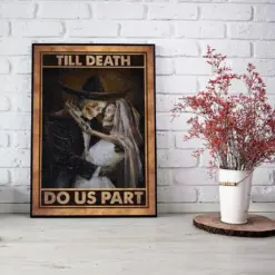 Skeleton Couple Canvas Prints Till Death Do Us Part Vintage Wall Art Gifts Vintage Home Wall Decor Canvas