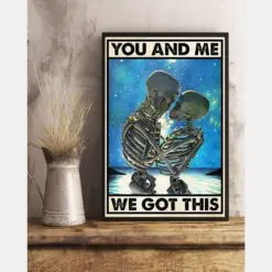 Skeleton Couple Space Canvas Prints You And Me We Got This Husband Wife Vintage Wall Art Gifts Vintage Home Wall Decor Canvas