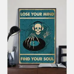 Skeleton Dj Music Loves Poster Lose You Mind Find Your Soul Vintage Room Home Decor Wall Art Gifts Idea