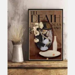 Skeleton Wedding Couple Poster Till Death Do Us Part Vintage Room Home Decor Wall Art Gifts Idea