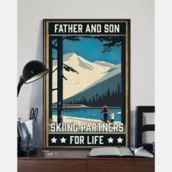 Skiing Father And Son Partners For Life Canvas Prints Vintage Wall Art Gifts Vintage Home Wall Decor Canvas