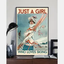 Skiing Girl Canvas Prints Just A Girl Who Loves Skiing Vintage Wall Art Gifts Vintage Home Wall Decor Canvas