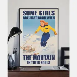 Skiing Girl Mountain In Soul Poster Vintage Room Home Decor Wall Art Gifts Idea