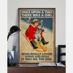 Skiing Girl With Dogs Poster Once Upon A Time There Was A Girl Vintage Room Home Decor Wall Art Gifts Idea