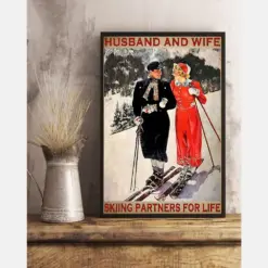 Skiing Husband And Wife Skiing Partners For Life Poster Vintage Room Home Decor Wall Art Gifts Idea