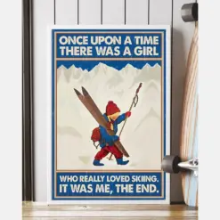 Skiing Poster Once Upon A Time There Was A Girl Vintage Room Home Decor Wall Art Gifts Idea