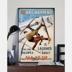 Skiing Poster What Happens On The Slope Vintage Room Home Decor Wall Art Gifts Idea