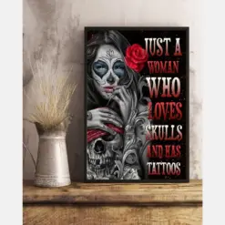 Skull And Tattoo Loves Canvas Prints Just A Woman Vintage Wall Art Gifts Vintage Home Wall Decor Canvas