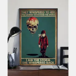 Skull Balloon And Girl Breast Cancer Poster I Am The Storm Vintage Room Home Decor Wall Art Gifts Idea