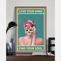 Skull Flowers Head Girl Canvas Prints Lose My Mind And Find My Soul Vintage Wall Art Gifts Vintage Home Wall Decor Canvas