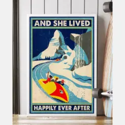 Sledding Canvas Prints And She Lived Happily Ever After Vintage Wall Art Gifts Vintage Home Wall Decor Canvas