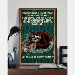 Sloth Poster Let It Go Be Happy Human Vintage Room Home Decor Wall Art Gifts Idea