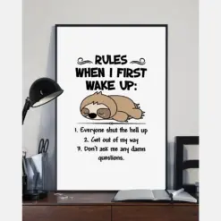 Sloth Rules When I First Wake Up Canvas Prints Vintage Wall Art Gifts Vintage Home Wall Decor Canvas