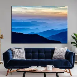 Smoky Mountain Canvas Extra Large Wall Art Blue Mountain Wall Decor Blue Ridge Mountains Housewarming Gift