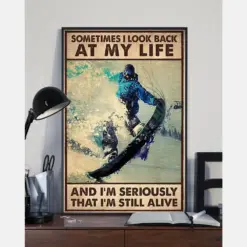 Snowboard Canvas Prints Sometimes I Look Back At My Life Vintage Wall Art Gifts Vintage Home Wall Decor Canvas