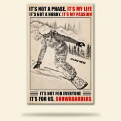 Snowboarding Girl Poster - It's Not A Phase It's My Life - Custom Name - Poster & Canvas