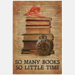 So Many Books So Little Time Compass Pink Rose Flower Motivation Quote Vintage