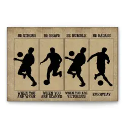 Soccer Poster & Canvas, Be Strong Be Brave Wall Art, Home Decor, Birthday Gift For Boy, Son, Kid From Mom, Dad