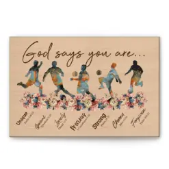 Soccer Poster & Canvas, God Says You Are Wall Art, Home Decor, Birthday Gift For Boy, Son, Kid From Mom, Dad