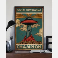 Social Distancing Champion Poster Vintage Room Home Decor Wall Art Gifts Idea