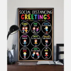 Social Distancing Greetings Classroom Teacher Canvas Prints Vintage Wall Art Gifts Vintage Home Wall Decor Canvas