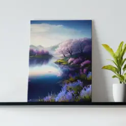 Soft Morning Awakening Stretched Canvas Art Spring Nature Landscape Hanging Home Wall Decor Peaceful Floral Blossom Theme Pink Aesthetic