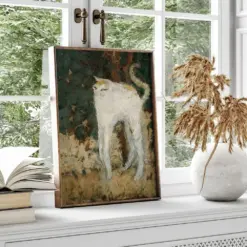 Sophisticated Cat Print Le Chat Blanc Classic Cat Painting Poster Cat Wall Art For Cat Lovers Funny Cat Poster For Home Decor